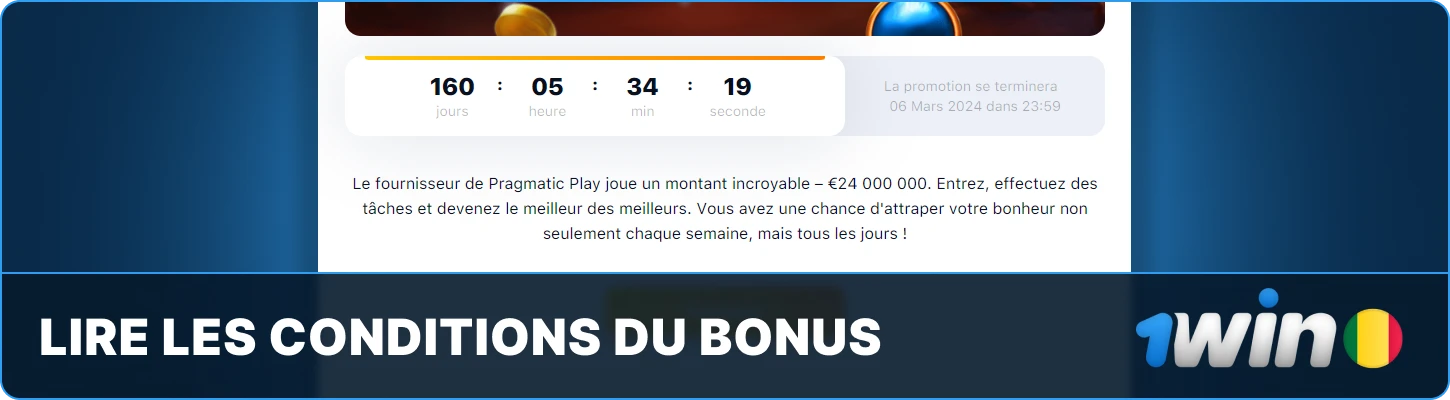 1win Mali Lire les conditions du bonus