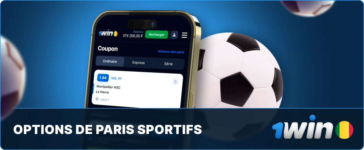 Les paris sportifs dans l'app 1win